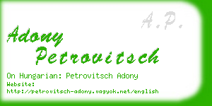 adony petrovitsch business card